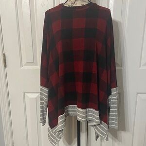 Plaid Red and Black Women's Sweater
